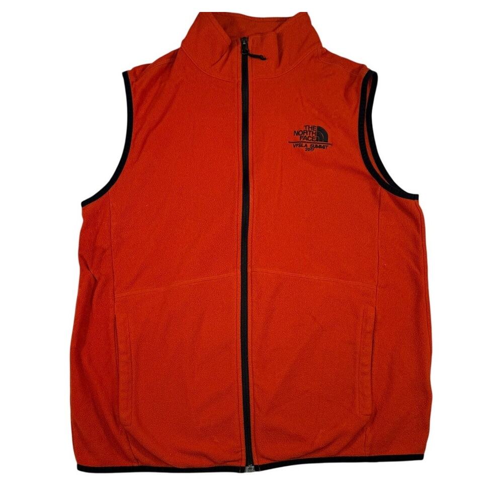 North Face Fleece Vest Jacket Size Large- Orange-full zip